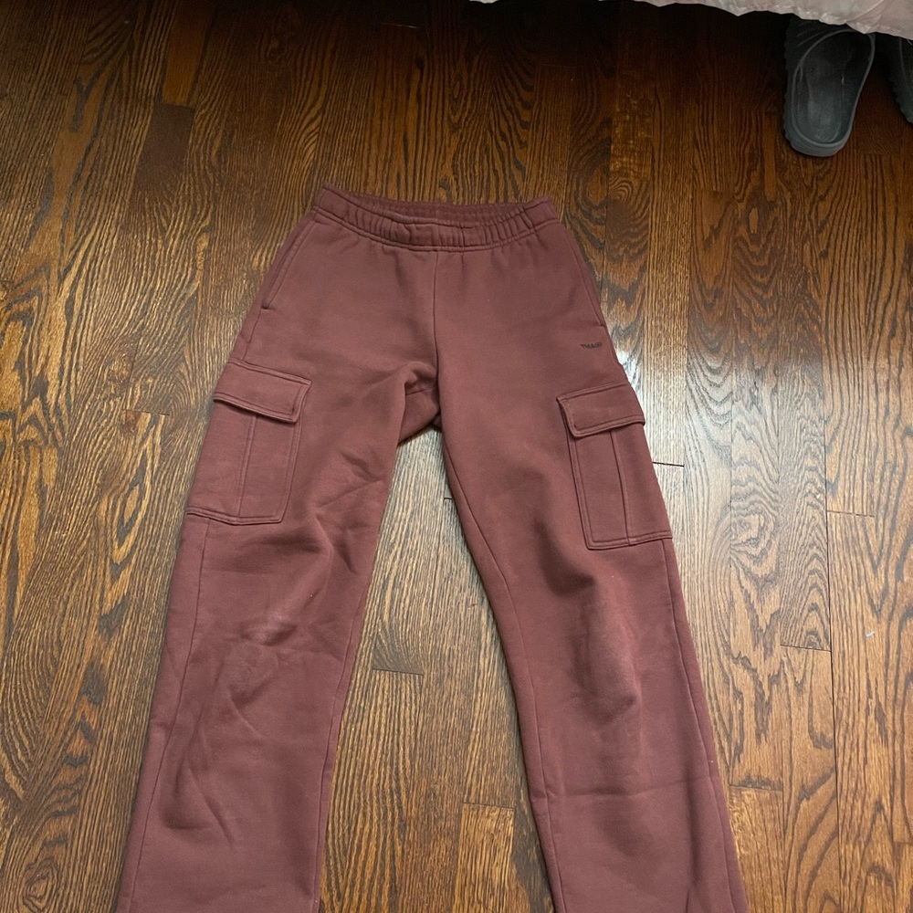 Aritzia Wide Leg Cargo Pants in Maroon